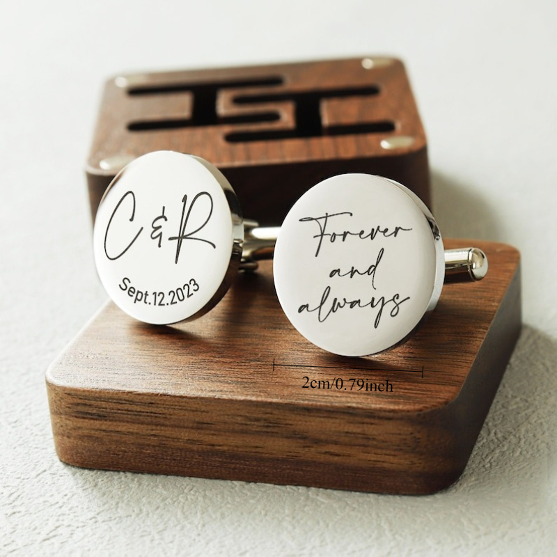 TEMU Custom Metal Cufflinks - Engraved Box Optional, Wedding Day Cuff Links For Groom Dad Father Of The Bride Gift, Anniversary Gift For Husband
