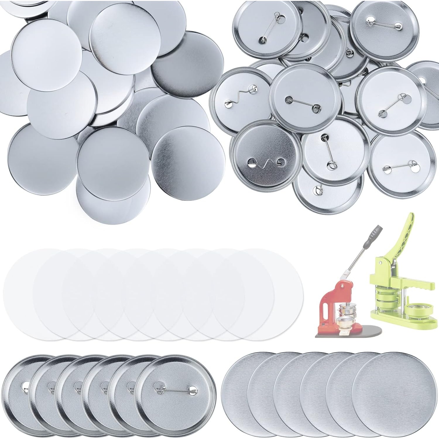 TEMU 99 Sets Of 32mm/3.2cm Blank Button Making Material Badge Parts, Round Button Pin Badge Blank Set, Suitable For Button Making Machine, Including