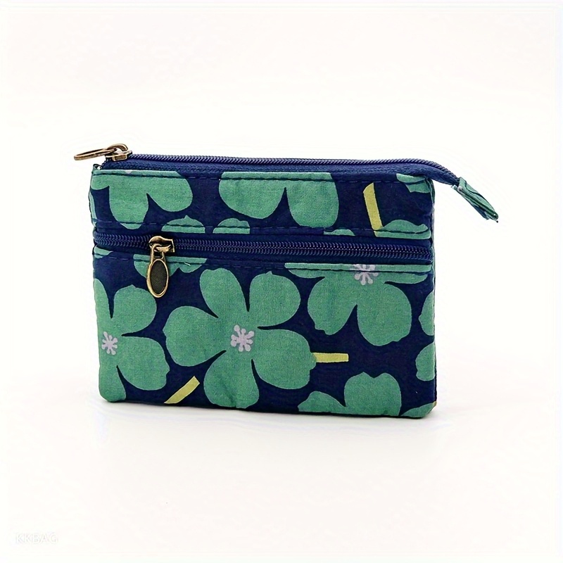 TEMU 1pc Floral Wallet, Zippered Coin Purse, Multi-compartment, Handheld Small Bag, Card Holder
