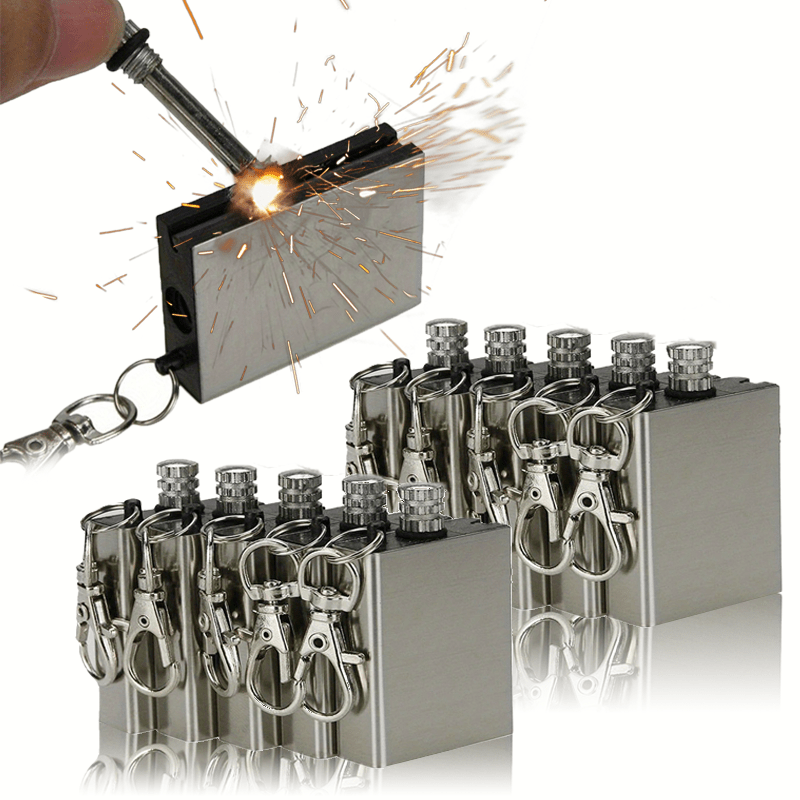 12pcs windproof waterproof metal match keychains built in permanent matches durable emergency   for camping hiking survival compact outdoor safety essentials perfect gift for   hiking accessories sleek metallic design weatherresistant matches camping essentials portable     material   and campers Product details 2