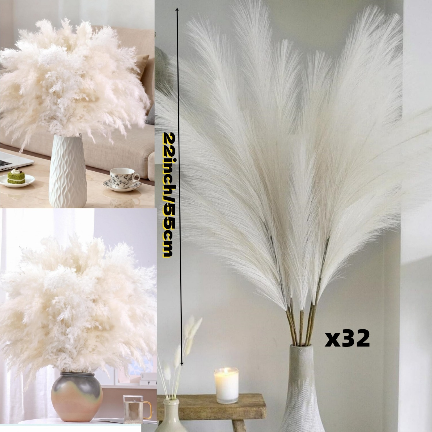 TEMU 32pcs Artificial Flowers, Fluffy Faux Plant Decor, Room Decoration Aesthetics, For Weddings, Festivals, Parties, New Year, Halloween, Christmas,