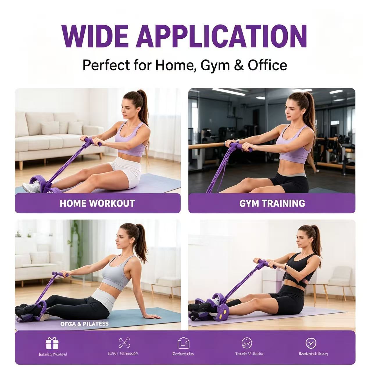 TEMU Corde de résistance multifonctionnelle, bande de résistance élastique à pédale pour le yoga, équipement de fitness pour l'étirement et