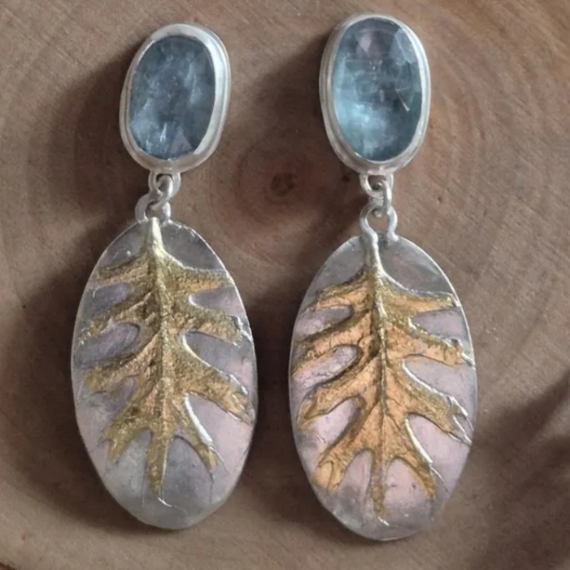 Vintage Relief Leaf Earrings