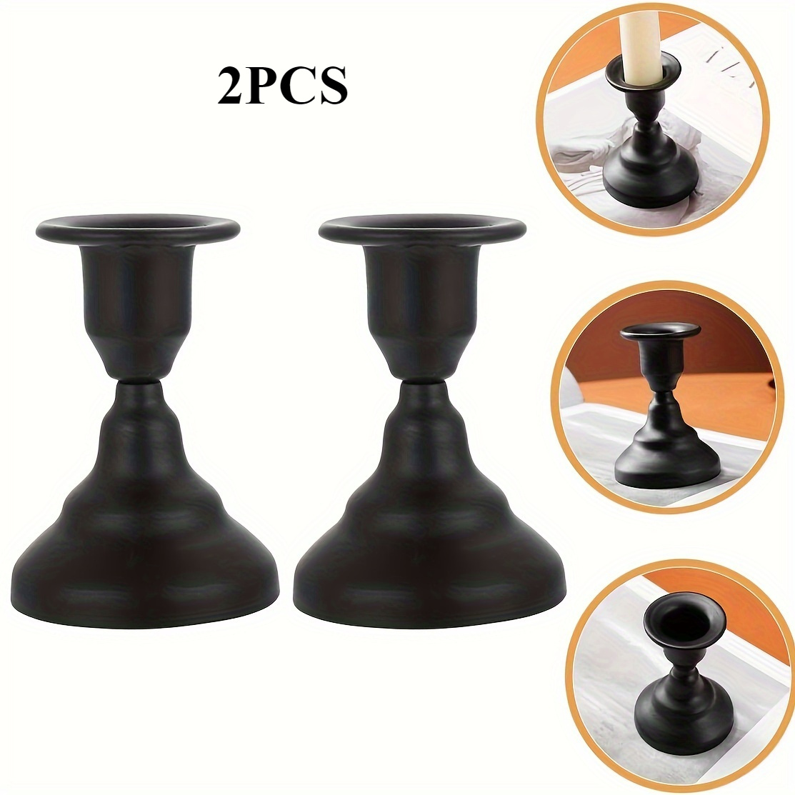 Image of 1/ 2pcs Matte Black Candle Holder, Candle Holder Holder, Decorative Candle Holder For Wedding, Restaurant, Party Decoration, Metal Candle Holder
