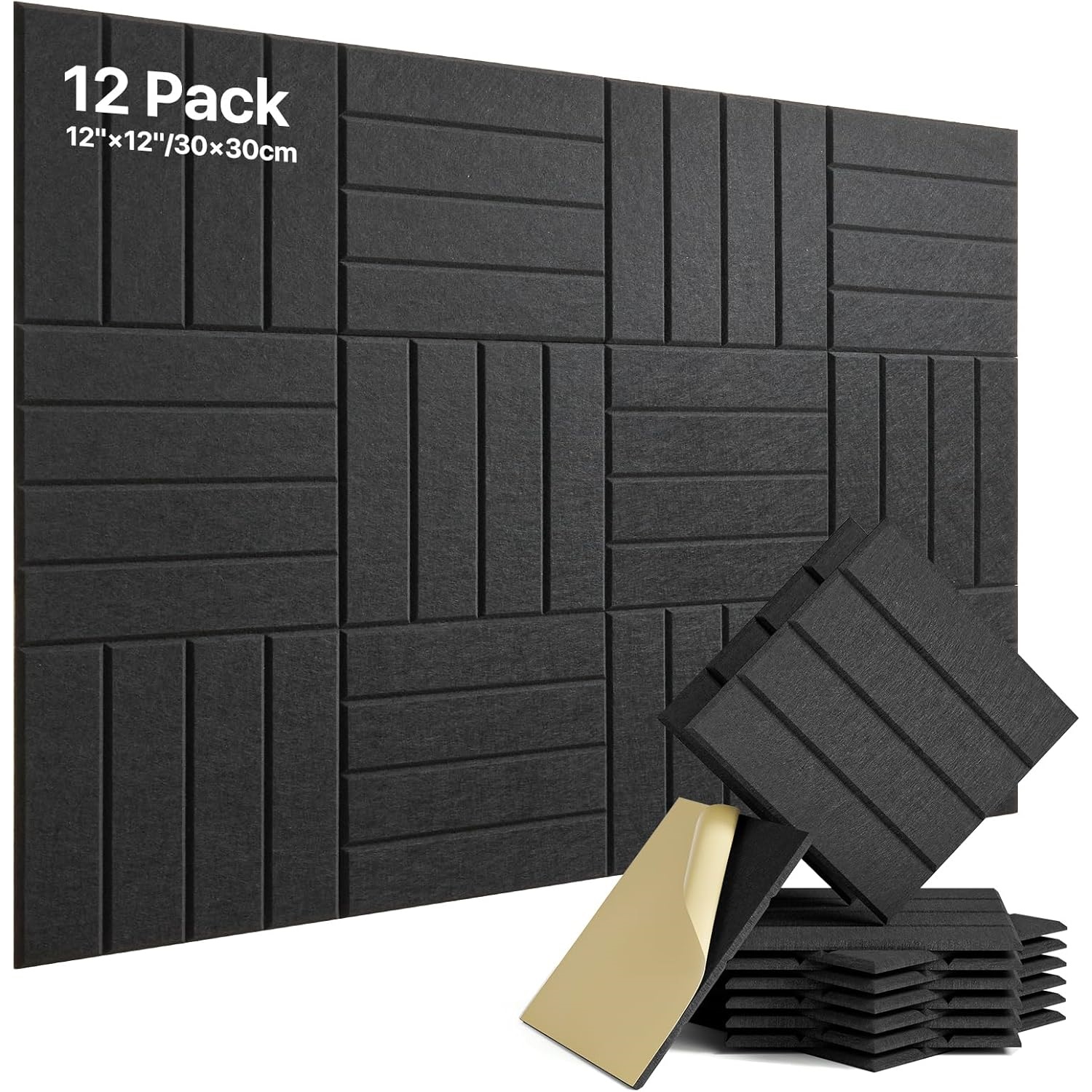 12 Self-adhesive Soundproof Panels Measuring 30x30cm For Walls, Ceilings, Doors, And Windows
