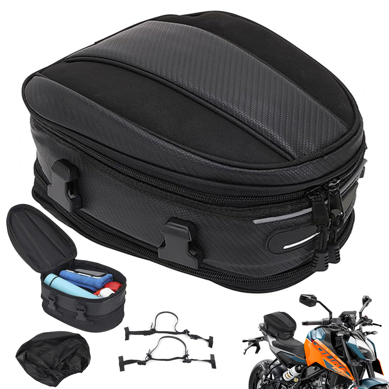 Motorcycle Tail Bag, Small Passenger Backpack, Detachable Motorcycle Tail Bag, Luggage Bag, Saddlebag, Multifunctional Bag, Pu Leather Bicycle Bag, Sports Backpack