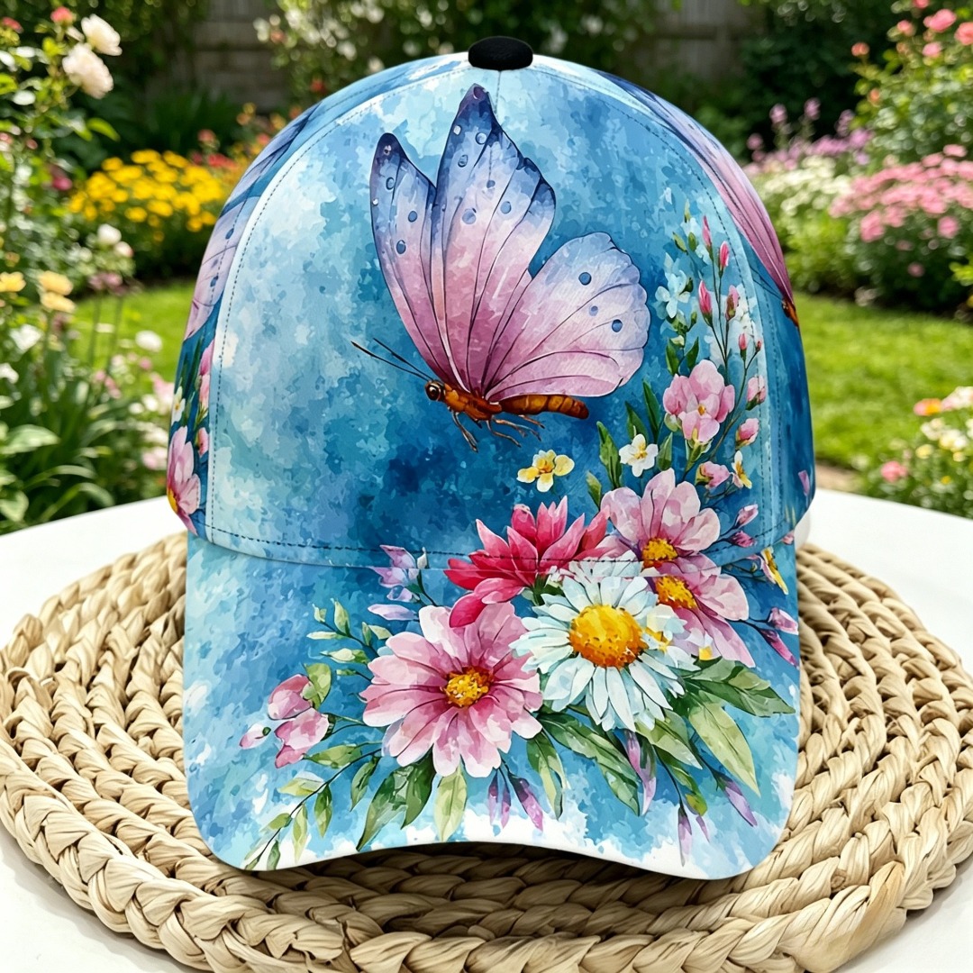TEMU Flat Print Spring Floral Baseball , Lightweight Breathable Adjustable Curved Brim For Daily Wear, Travel, Family & Holidays,, Unisex Great Gift