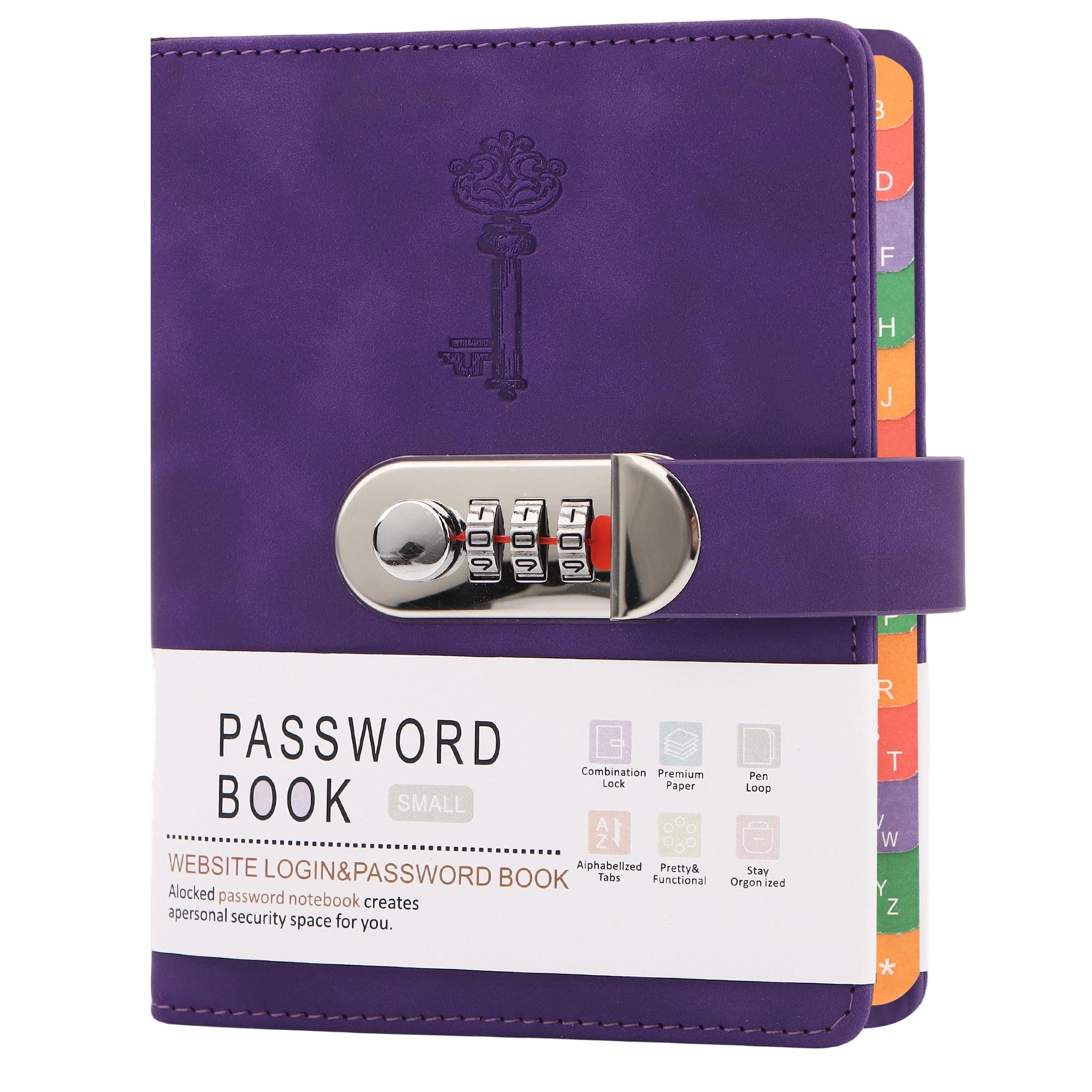 TEMU Lockable Password Book With Alphabetical Tabs & Locking Mechanism - Hard Shell Diary Journal Suitable For Website , Usernames, Security Notes,