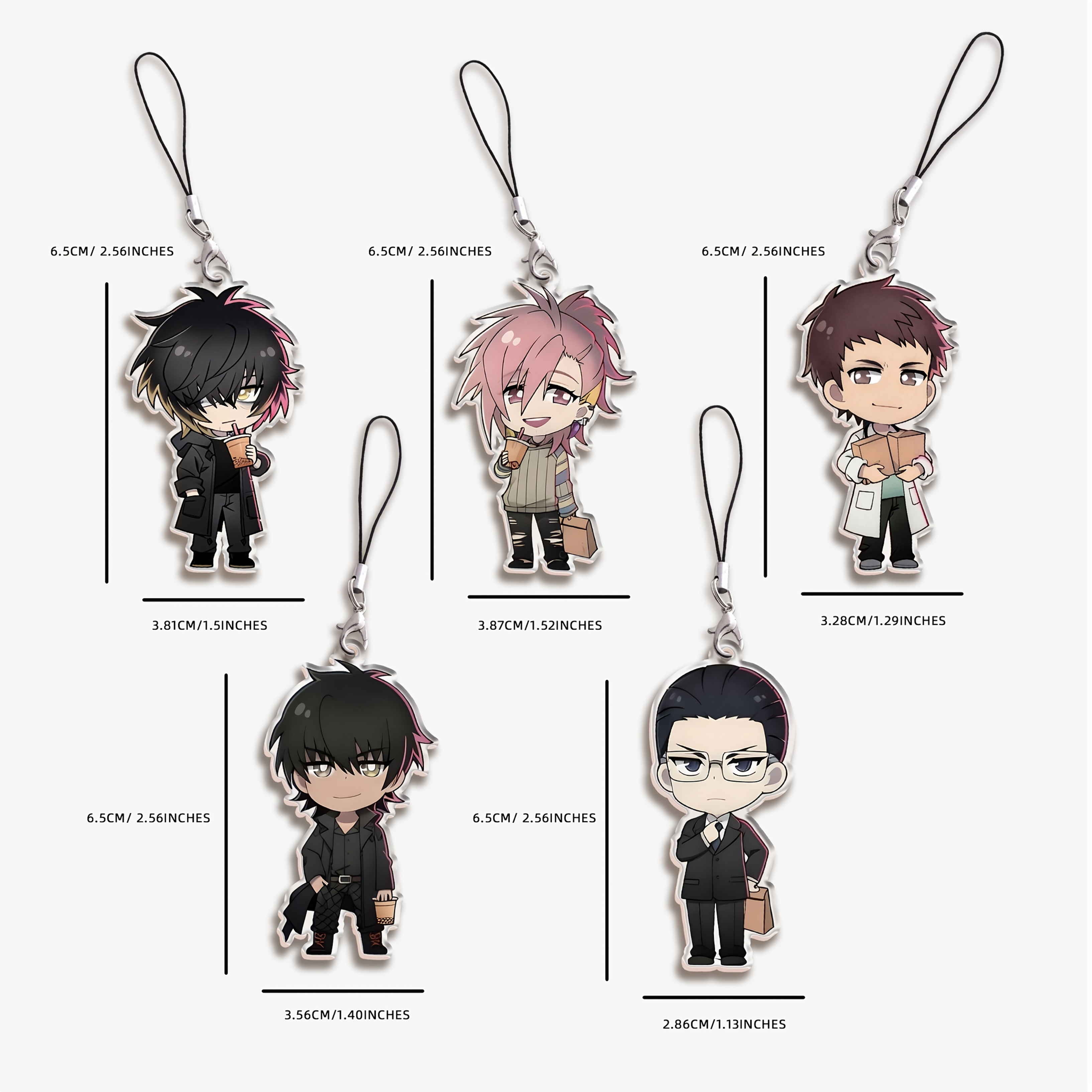 TEMU 2d Flat - [2d Flat] 5pcs Acrylic Keychain Acrylic Key Ring - Mobile Phone Lanyard Mobile Phone Chain Pendant Decoration, Suitable For Car
