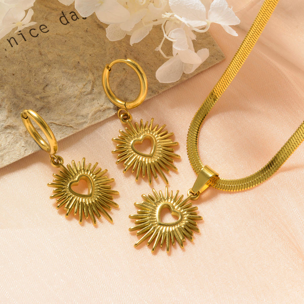 Valentine'S Heart Pendant Necklace & Earrings Set