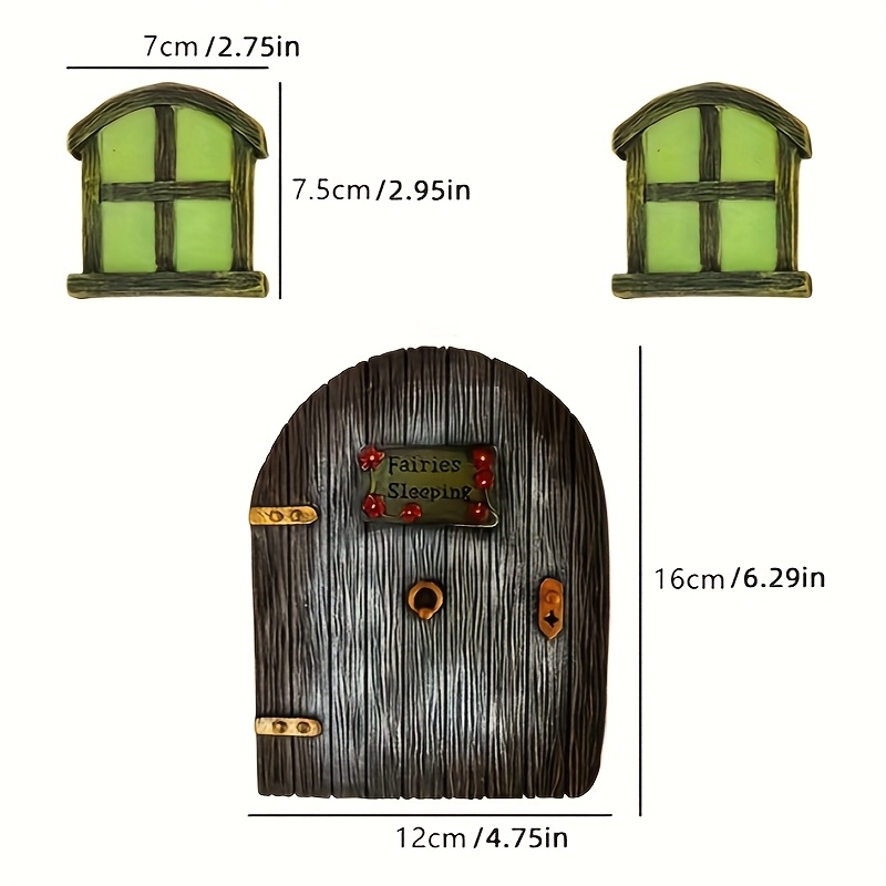 TEMU 【2D Plat】 Ensemble Fenêtre et Porte Elf, Décoration Murale Lumineuse de Jardin, Convient aux Gnomes, Jardins, Petite Décoration Paysagère, Mini
