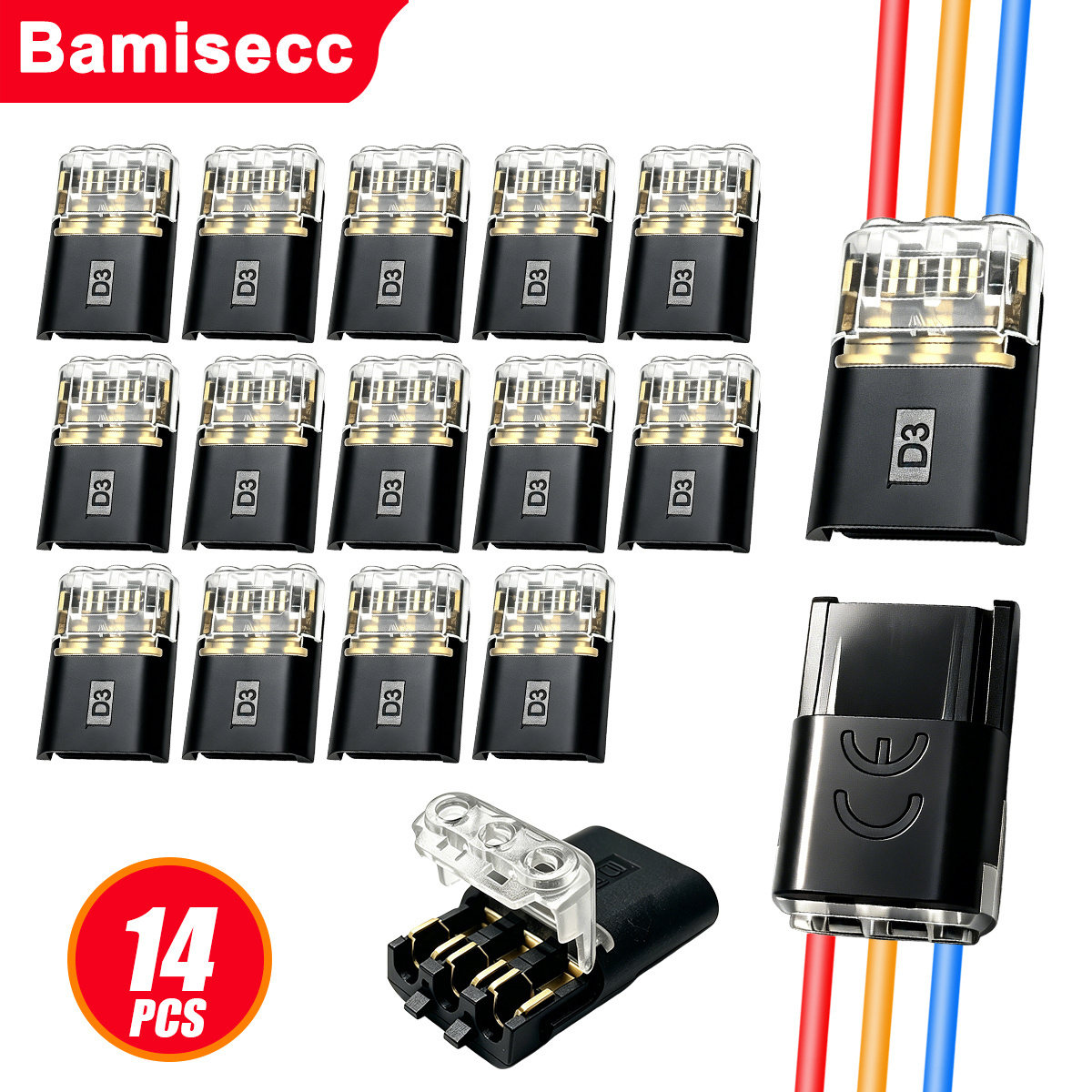 TEMU Set da 85/14 pezzi di terminali a connessione rapida a 1, 2 e 3 , senza spelatura dei , da inserire nei connettori per connessione veloce, set 3