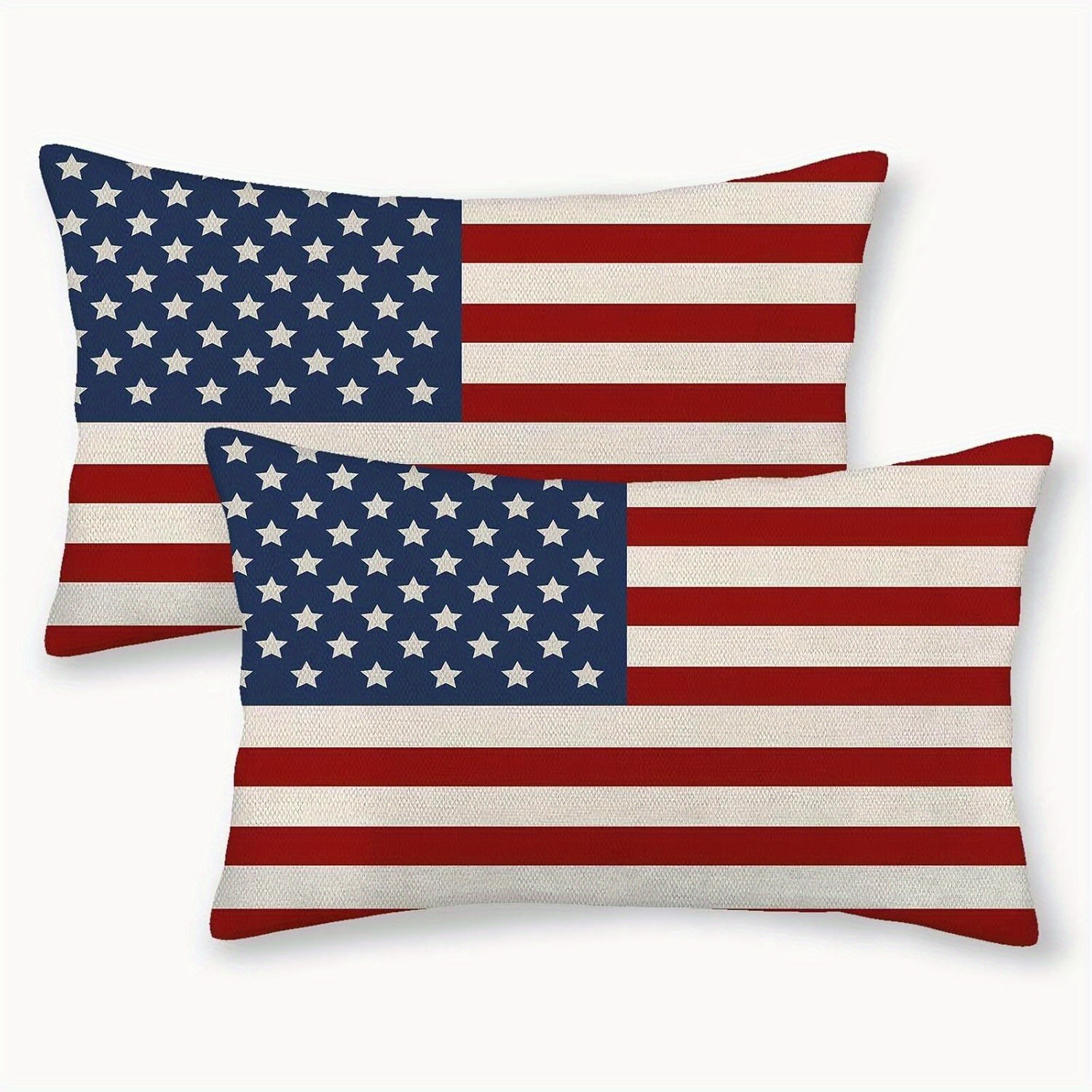 TEMU 2pcs American Flag Decorative Throw Pillow Covers, Day Stars And Stripes Outdoor Cushion Covers, July 4th Patriotic Pillow Covers, 12x20 Inch,