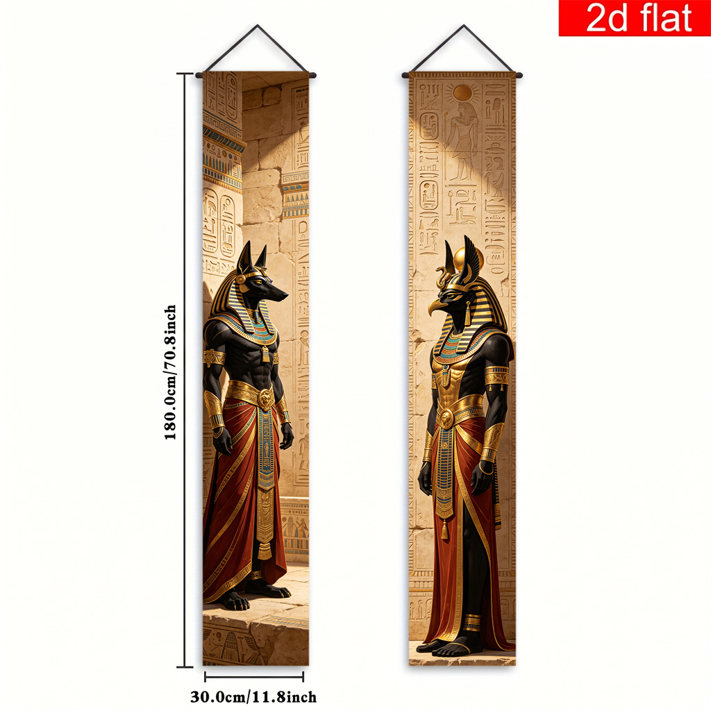 TEMU 2d Flat, 2pcs Egyptian-themed Hanging Banners Suitable For Themed Parties, History Classes & Museum Decor - Ancient Egypt Door Decorations With