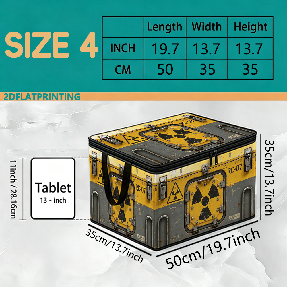 TEMU Large Capacity Foldable Non- Storage Box With Radiation Warning Label Suitable For Office Supplies, Bathroom Essentials & Pet Storage -