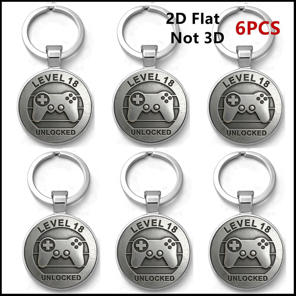 TEMU 2d Flat - Metal Keychains, 6pcs Round Keychain Pendants - 2d Flat, Not 3d Crystal Keychain Decorations, Featuring A Game Controller Design With