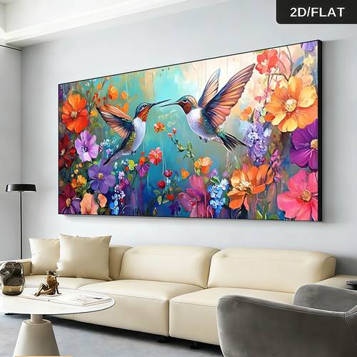 Artikelbild 2d-flach, 2d-flache wanddeko – . rahmenlose moderne abstrakte bunter garten leinwand-wandkunst, lebhafter -, orange-, -, rosa-, blau-, gelbdruck, wohnzimmer-schlafzimmer-dekoration, hochwertiger kunst-wohnakzent, 2d-flach – 2d-flachdruck, 2d-flach