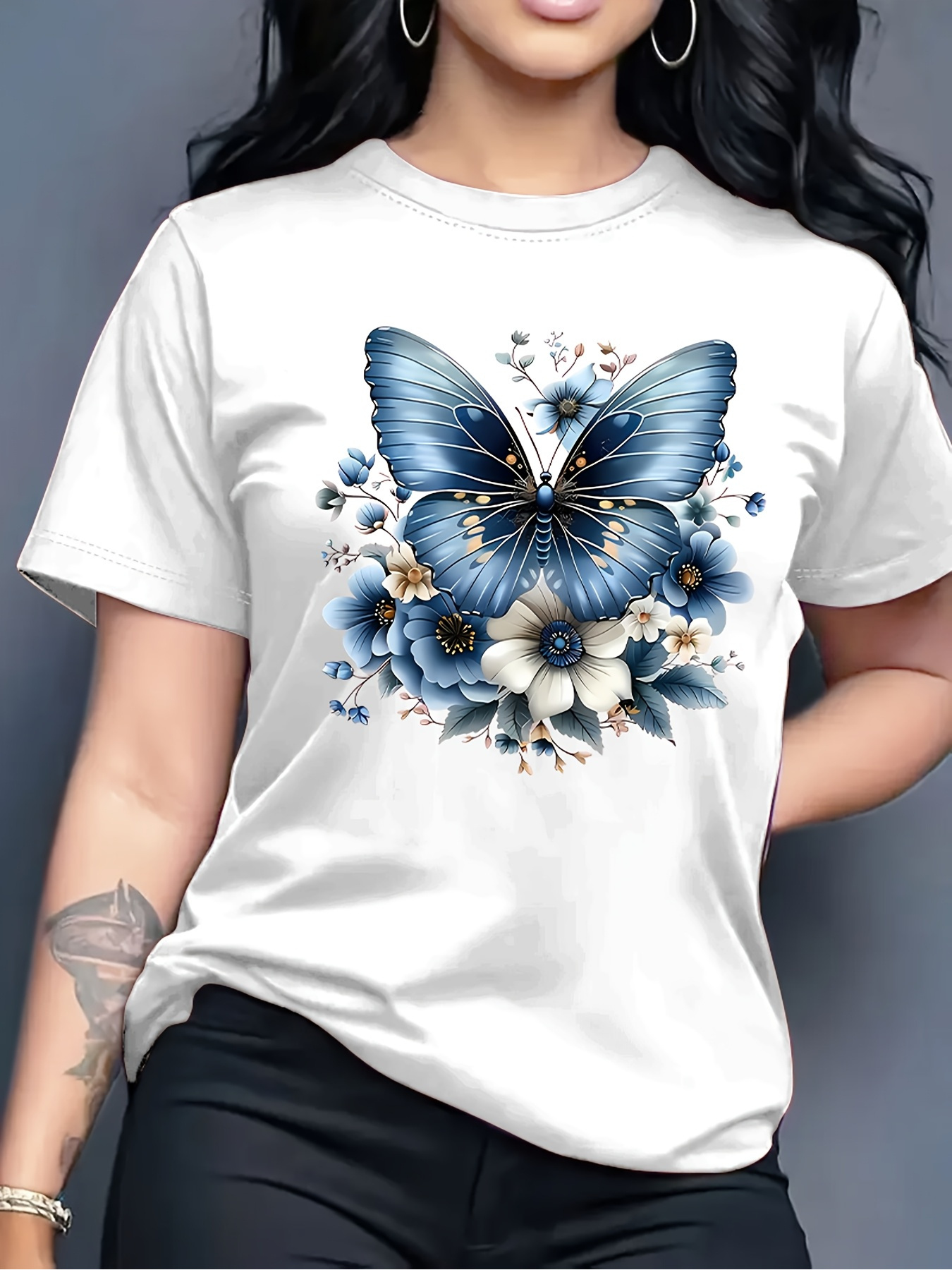 Mariposas Camisetas De Flores Para Mujer Camiseta Con Estampado