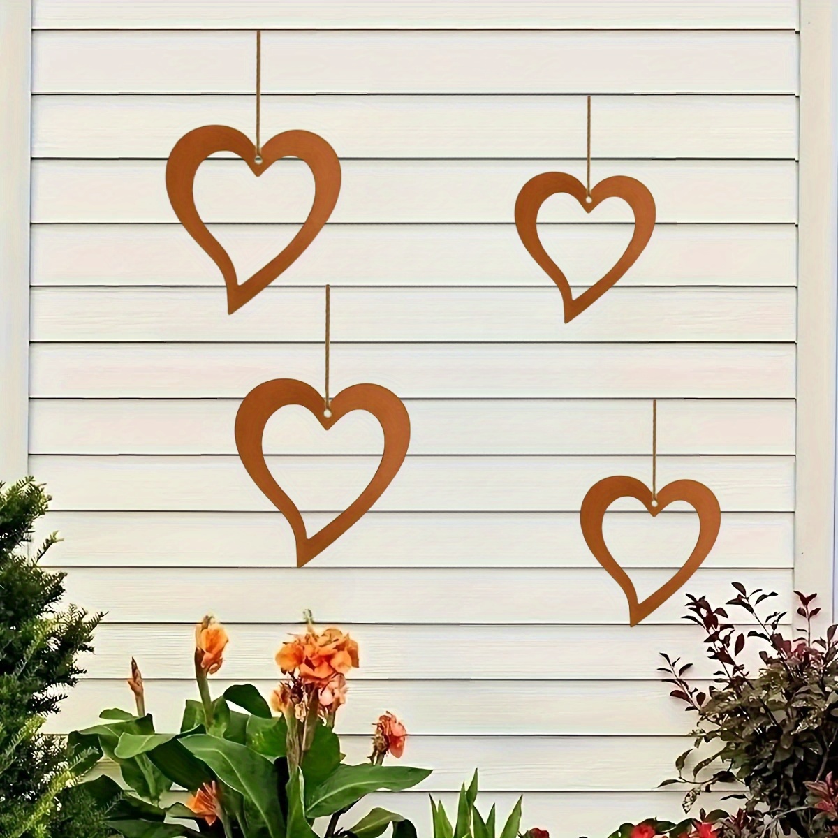 TEMU Set Of 4 Heart-shaped Metal Decorative Hangings, Themed Around Love, Suitable For Home Decor In Living Rooms, Bedrooms, Weddings, And Festive