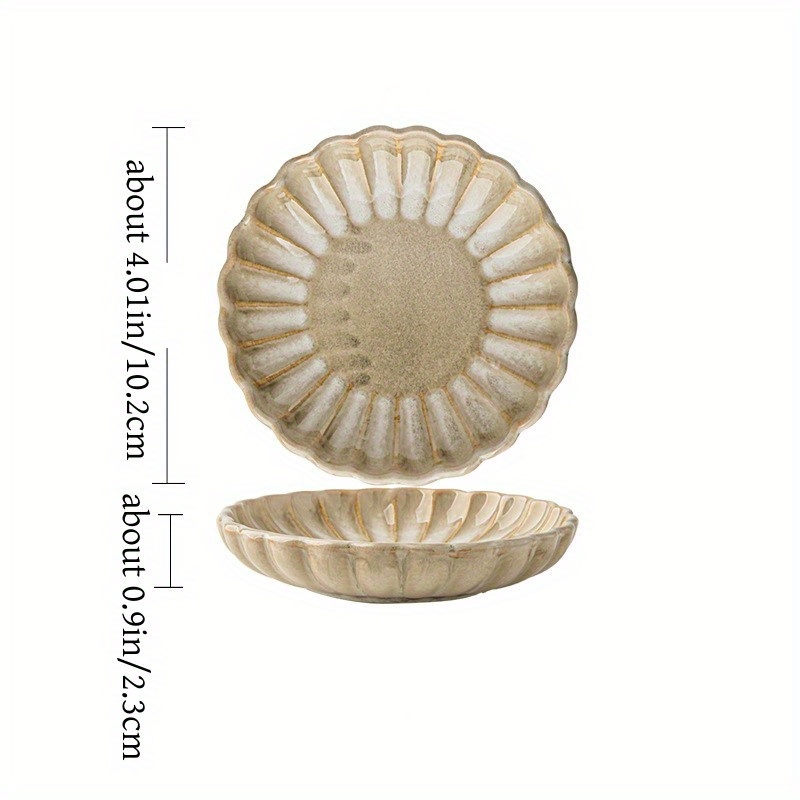 2pcs fangchu yellow retro petal flavor dish japanese flavor dish ceramic small dish barbecue dipping hot pot   snack   Product details 6