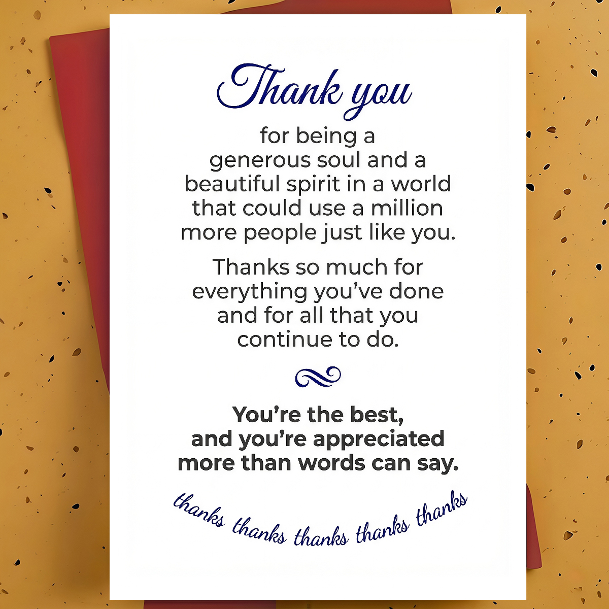 TEMU 1pc Thank You Card For Friend, Coworker, Teacher - Handwritten Design, Appreciation, Thickened, With Envelope