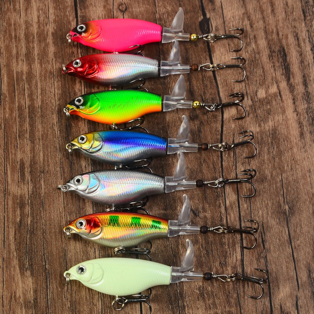 TEMU 7pcs Floating Propeller Pencil Fishing Lure Set Topwater Hard Baits For Perch Freshwater Angling