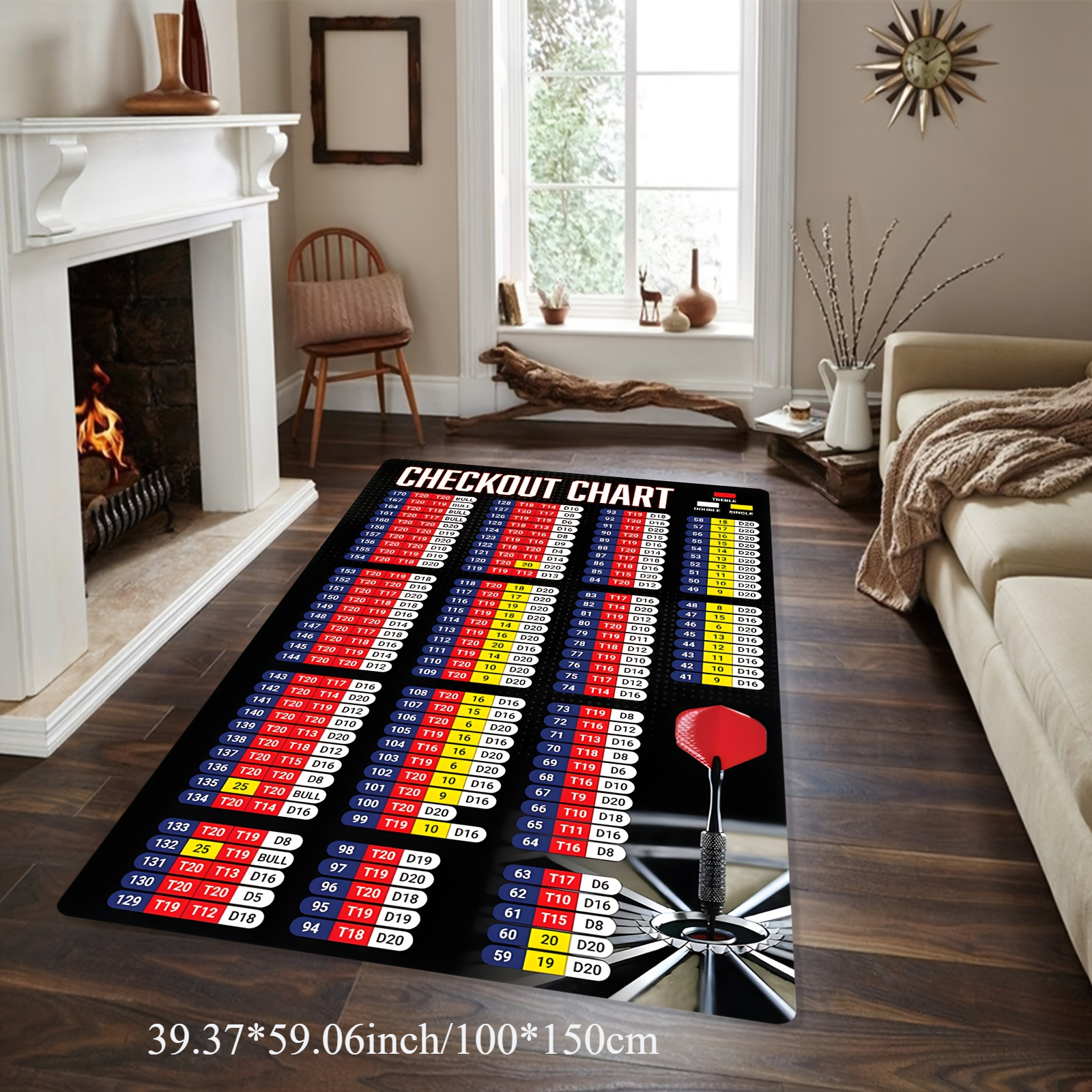 TEMU High-grade Flannel Dartboard Pattern Carpet | Non-slip, Machine Washable, Ideal For Living Room, Bedroom, Home Decor - In Multiple Sizes