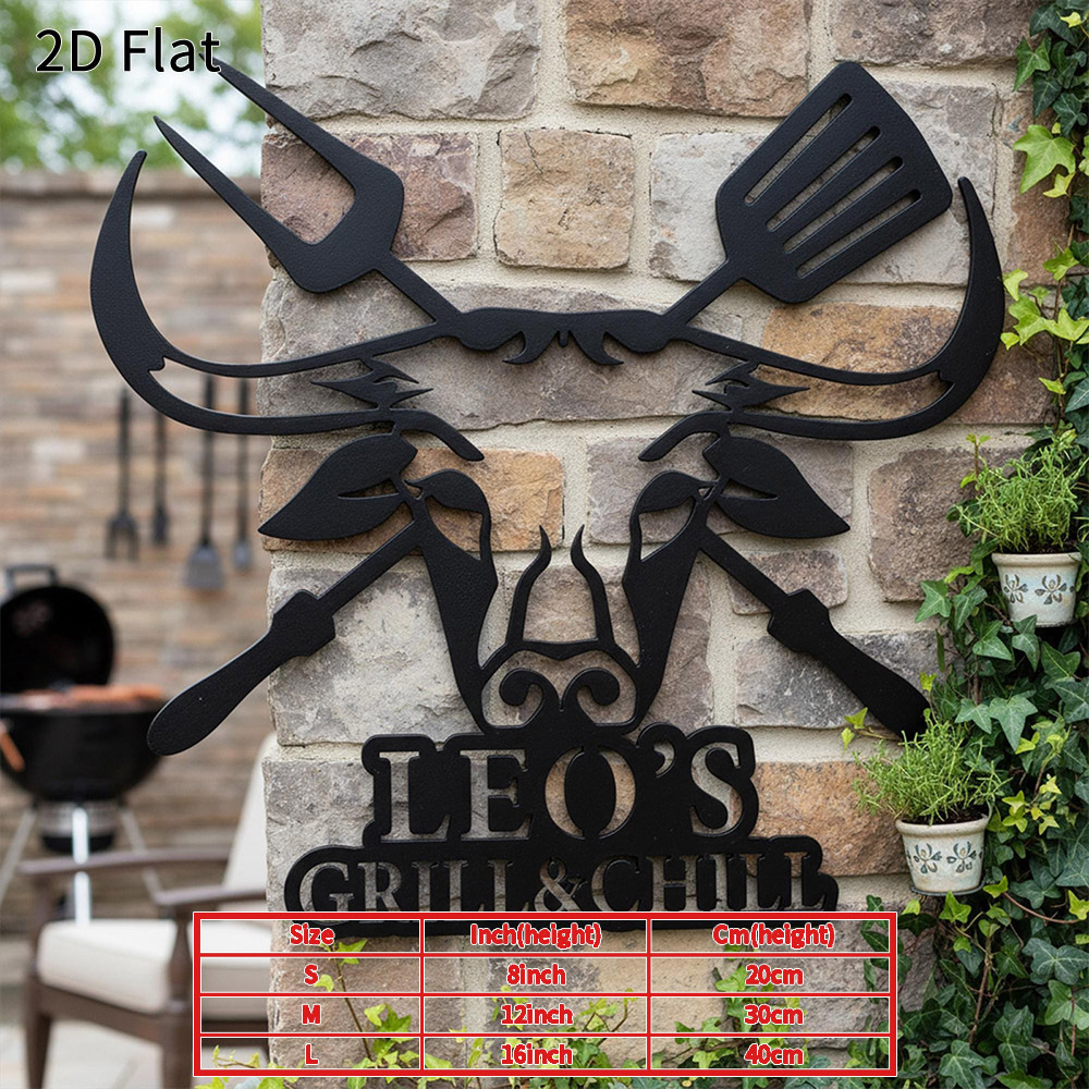 TEMU 1pc Personalized Grill Metal Wall Art, Custom Outdoor Bbq Sign, Rustic Decor For Patio, Backyard, Or For Man Cave, Perfect Gift For Father' Day,
