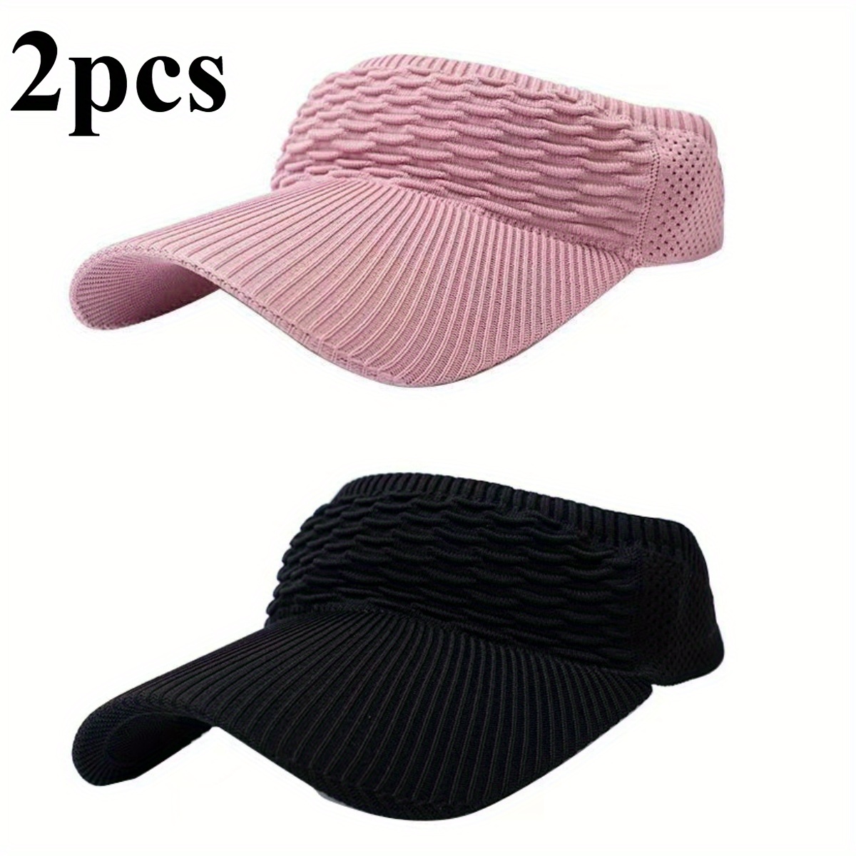 TEMU 2-pack Women's Polyester Sun Hat With Elastic Band, Running Hat For New Year. Running, Fitness Outdoor Activities