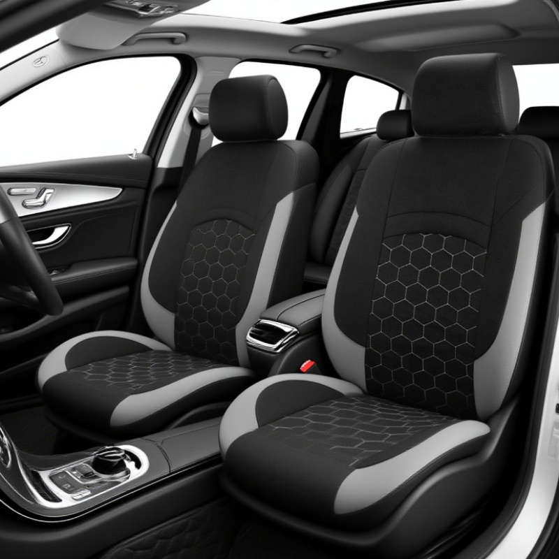 E-shop 2 Polyester-Autositzbezüge mit Wabenstickerei atmungsaktivem Design, passend für die meisten Autos, SUVs, LKWs Vans, Weihnachtsgeschenke