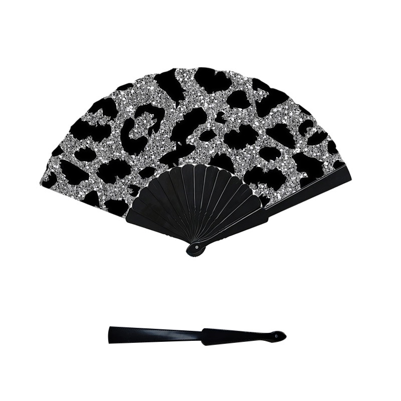 TEMU Ventilateur de poche plat 2D, 1 pièce, impression 2D sur une seule face, motif léopard , pale en plastique, ventilateur de refroidissement