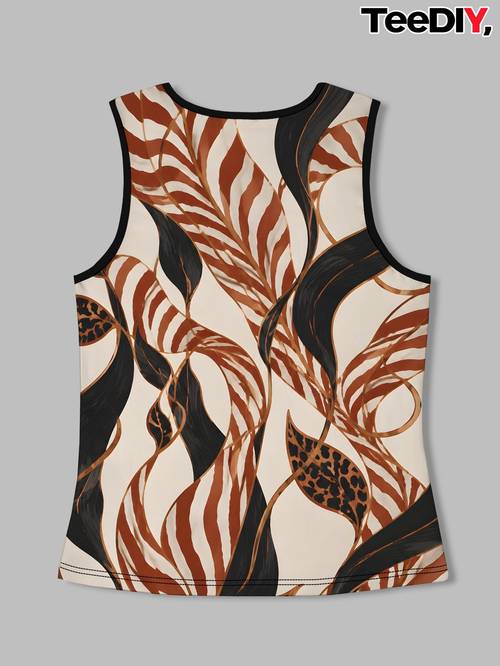 wild animal foliage fusion womens print v neck elegant tank top suitable for women casual daily wear fashionable for summer beach vacation
