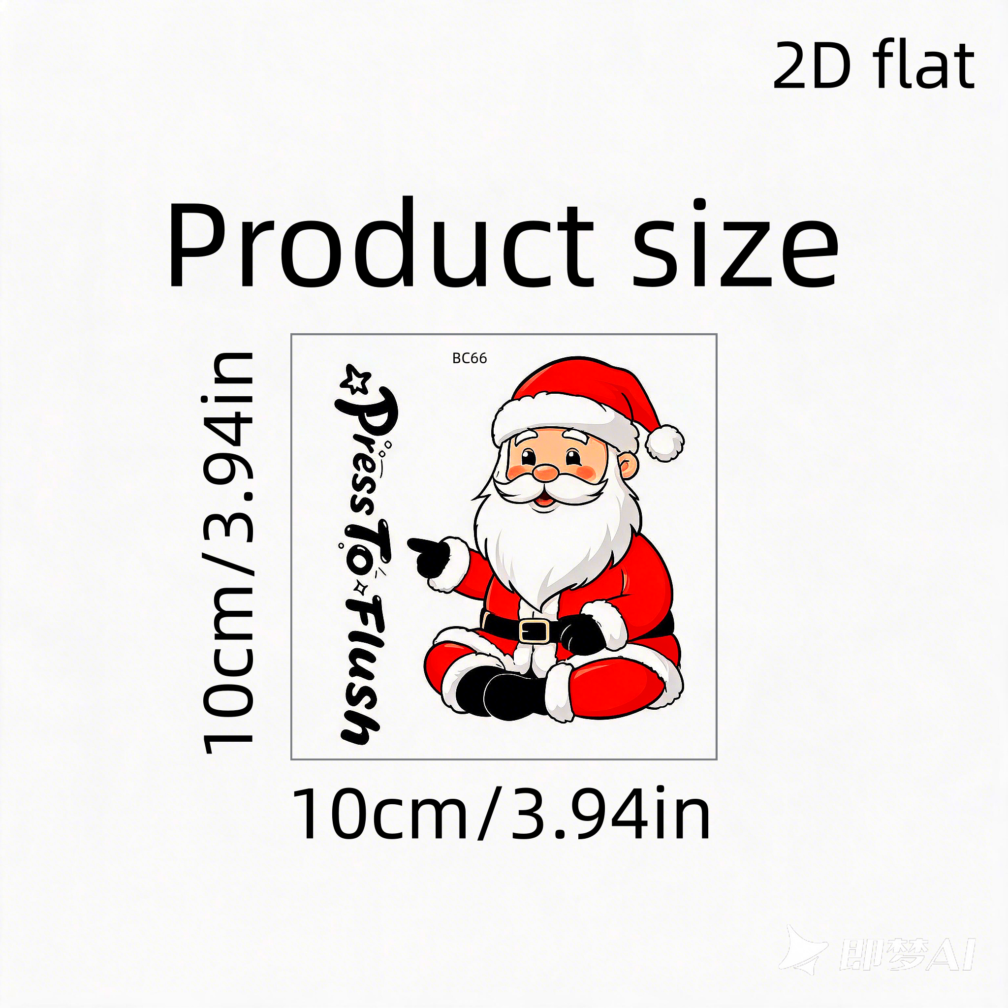 TEMU 1pc Of Flush-flush Letter Toilet Sticker, Cute Santa Claus Flush Reminder Toilet Tank Decal, Self-adhesive Removable Pvc Toilet Sticker, New