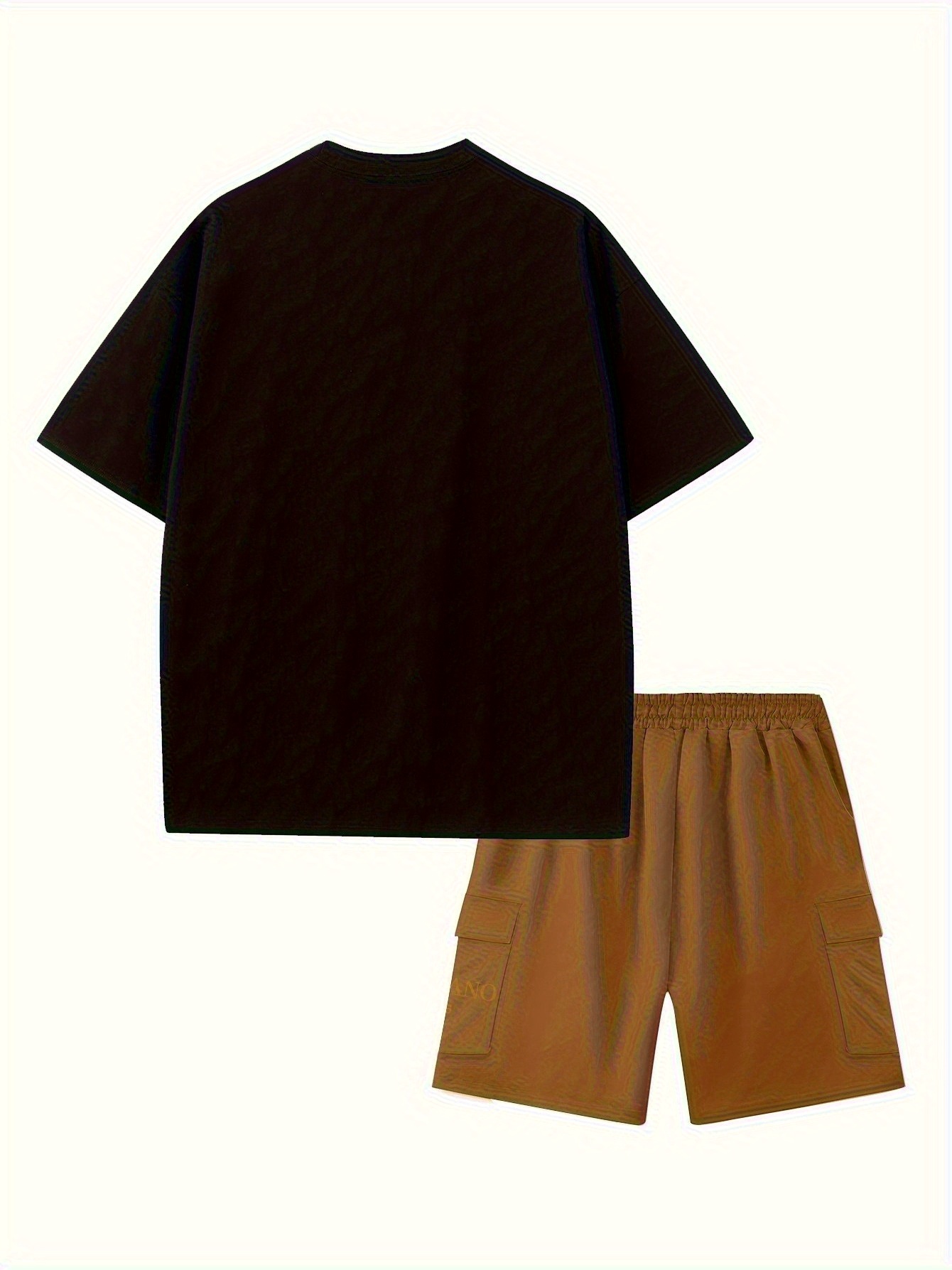 2pcs Set of Men's Comfortable Pure Cotton Round Neck T-shirt and Casual Work Shorts, Lightweight Summer Clothing