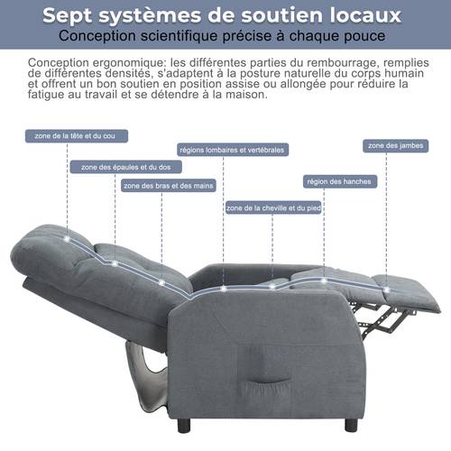 ergonomic recliner chair manual adjustable lounge chair with all in one ottoman for living room bedroom ideal for reading napping light grey