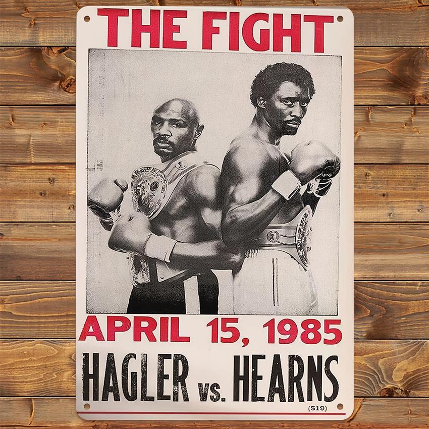 TEMU 2d Flat, 1pc Hagler Vs Boxing Poster - Heavyweight Championship 1985 April 15th Vintage Metal Sign - 8x12 Inch( 20x30cm) Retro Wall Suitable For