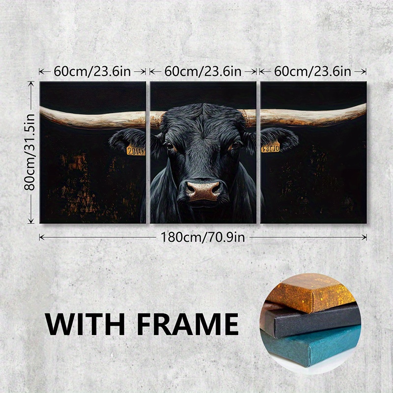 TEMU 2d Flat, 2d Flat, Set Of 3 Wooden-framed Canvas Prints Featuring Artwork, Farmhouse Decor. This Rustic Wall Art Is Suitable For Living Rooms,