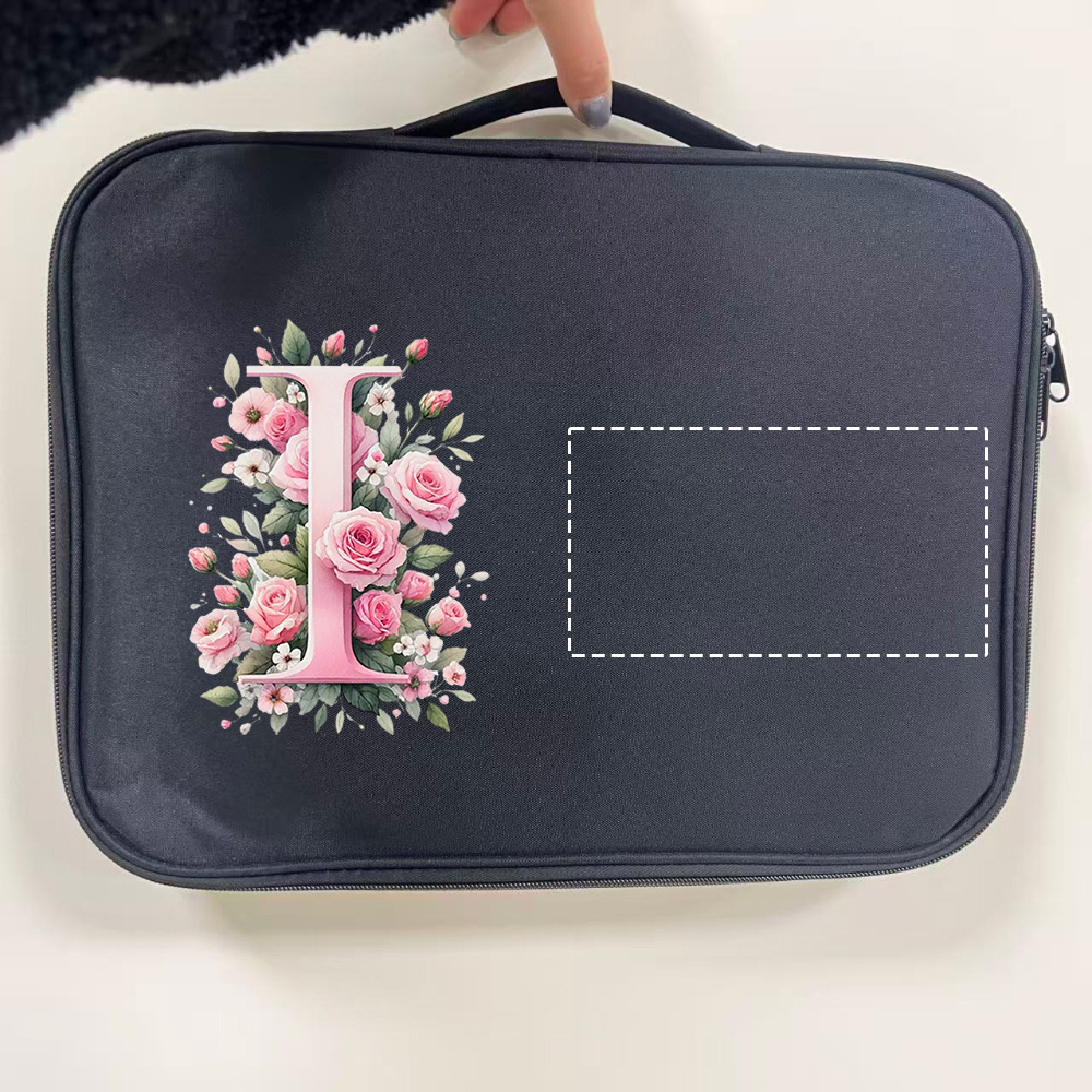Custom Floral Initial Laptop Tote Bag with Monogram