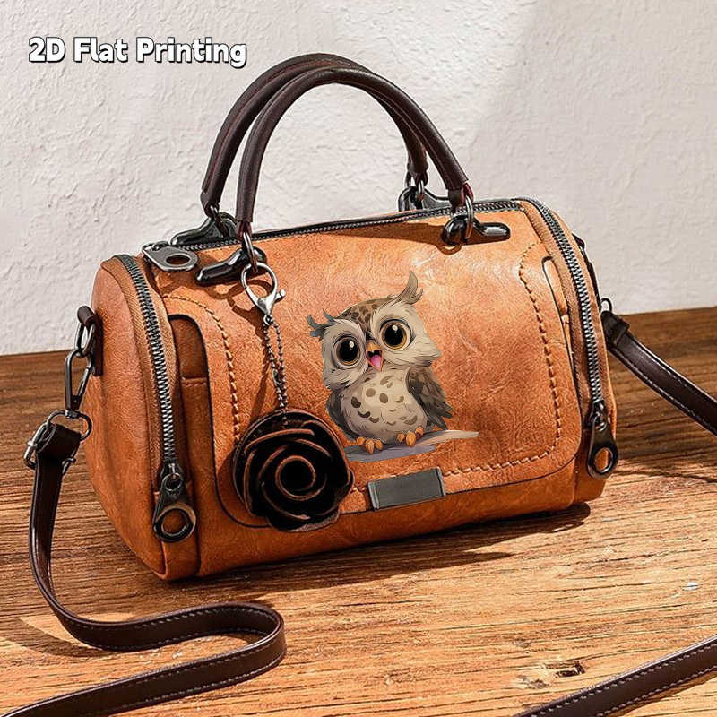 Image of 1pc, Handbag, Owl And Bird Nest Pattern, Classic Patterned Single-shoulder Bag With Rose Pendant, Crossbody , Suitable For Commuting, Business Trips, Light Luxury Small Bag, Christmas