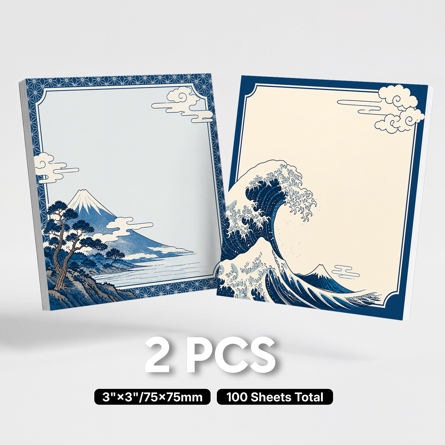 TEMU Lot de 2 blocs-notes adhésifs japonaise et , adaptés aux agendas, blocs-mémo autocollants amovibles, 100 feuilles au total avec japonaise et ,