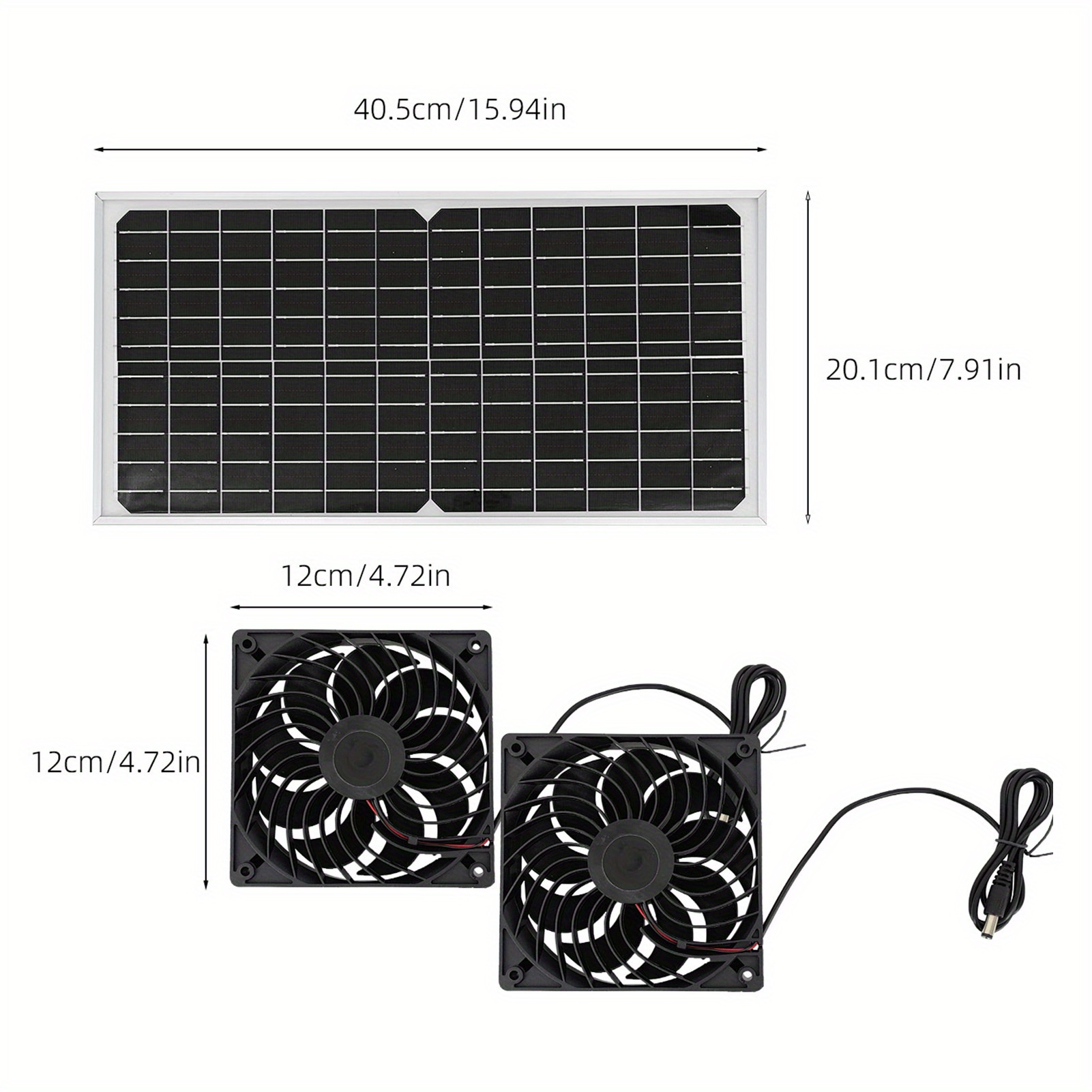 TEMU 16w Solar Panel Fan Set, Monocrystalline Silicon Cooling Dual Fan, Camping Solar Exhaust Fan, Solar Powered Fan For Pet House Chicken Coops And Greenhouse Solar Shed Ventilation Fan