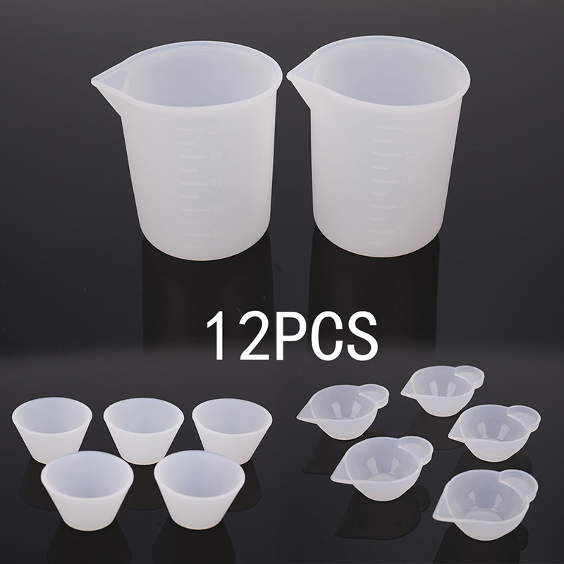 12pcs Silicone Mixing Measuring Cups Uv Resin Mold Casting Kit