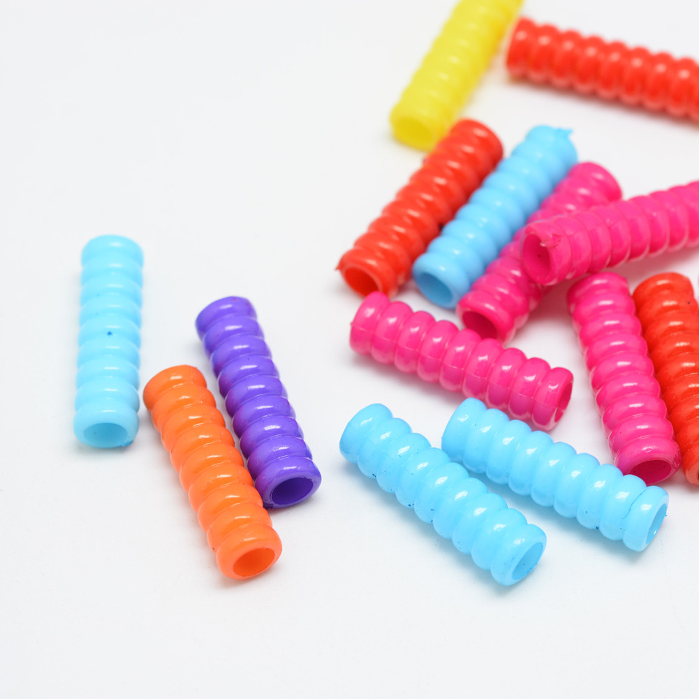 TEMU 100pcs Of Opaque Acrylic Beads Featuring A Tube Spiral Design, Suitable As Loose Spacer Beads For Crafting Earrings, Bracelets, And Necklaces,