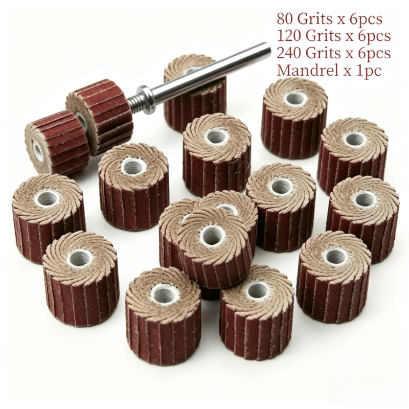 TEMU Set di 19 dischi a - 18 abrasive (grana 80/120/240, 6 ciascuna) + da 3 mm, per lucidatura e rifinitura del metallo