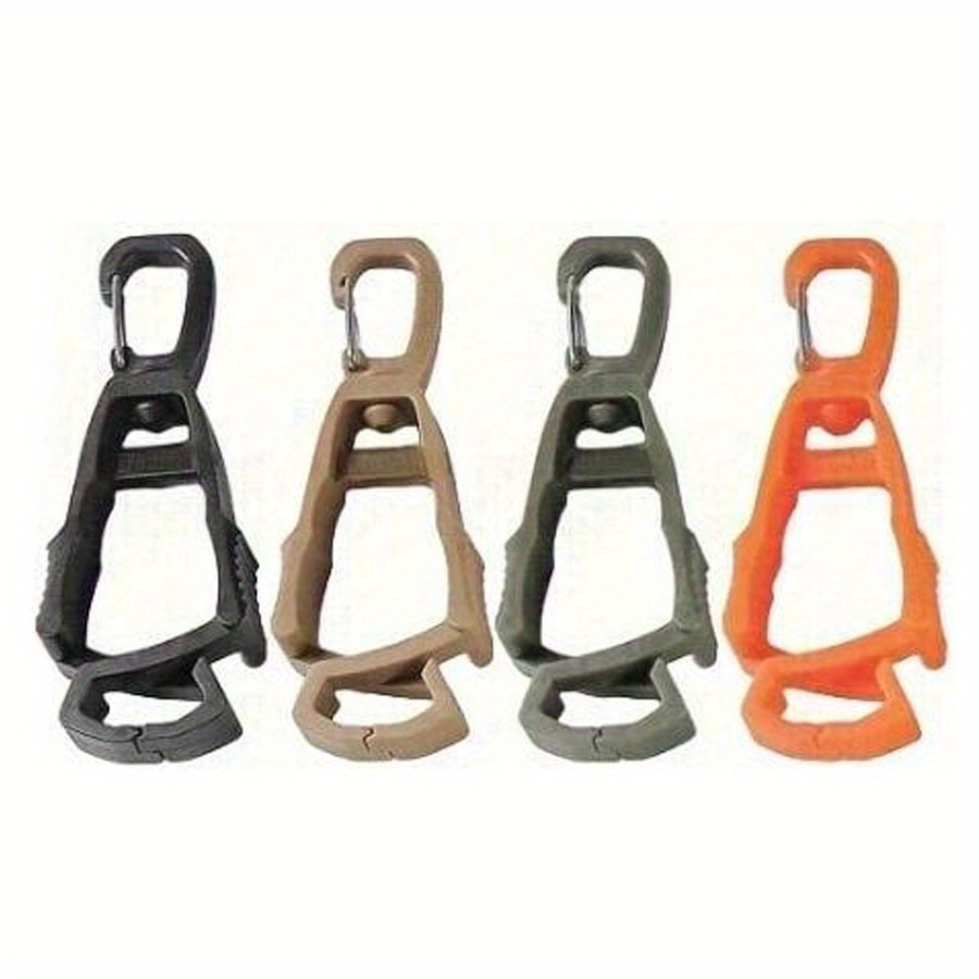TEMU Set da 4 accessori per borsa MOLLE: gancio multiuso da esterno, clip per guanti, appendiabiti, clip per guanti da lavoro in plastica, gancio per
