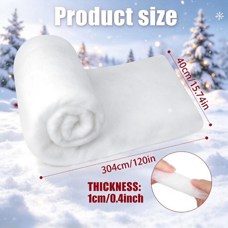 TEMU Rollo de Alfombra de Nieve Artificial Grado P Engrosada, 40 X 304Cm / 15.74 X 120In Alfombra de Nieve Falsa y Esponjosa, Decoración Blanca - de