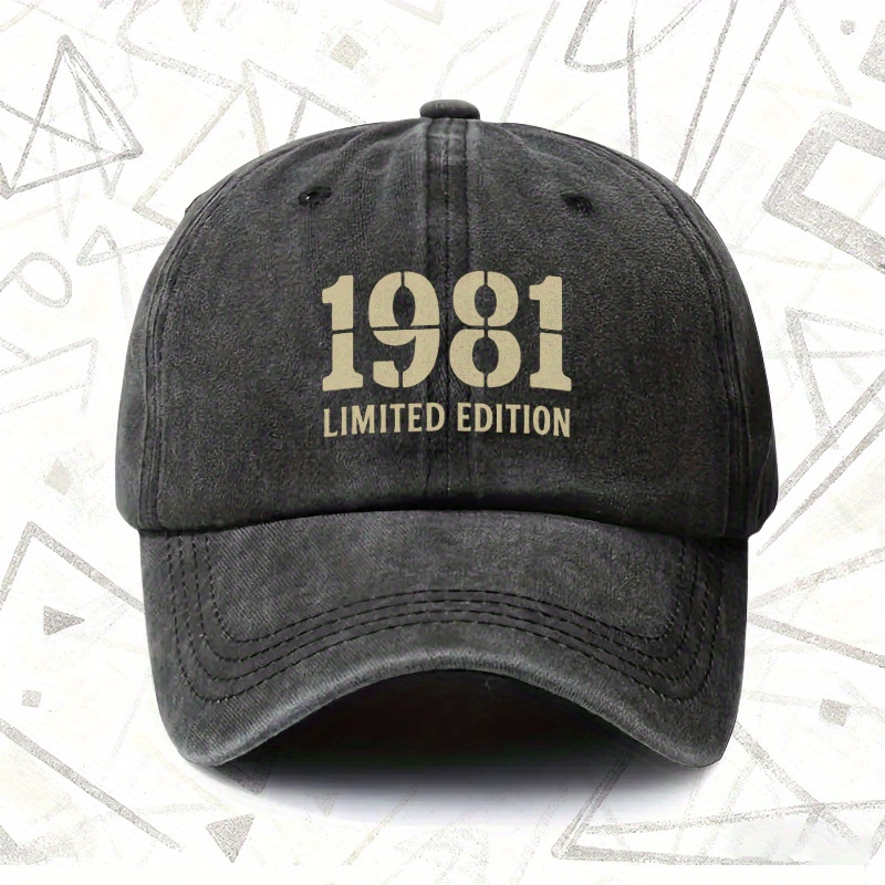 TEMU 1pc, Casquette Vintage Délavée avec Design "1981 EDITION", Casquette de Baseball Unisexe, Adaptée à Toutes , Cadeau Idéal pour , Fêtes,