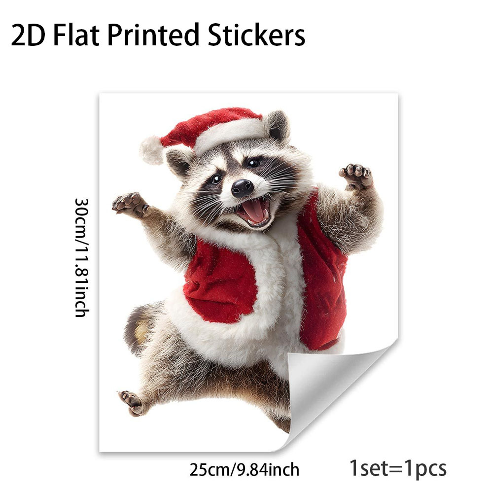 TEMU 1pc Christmas Raccoon-themed Static Window Cling, A Festive Decor Window Sticker, Suitable For , Shop Windows, And More, Enhancing A Fun-filled