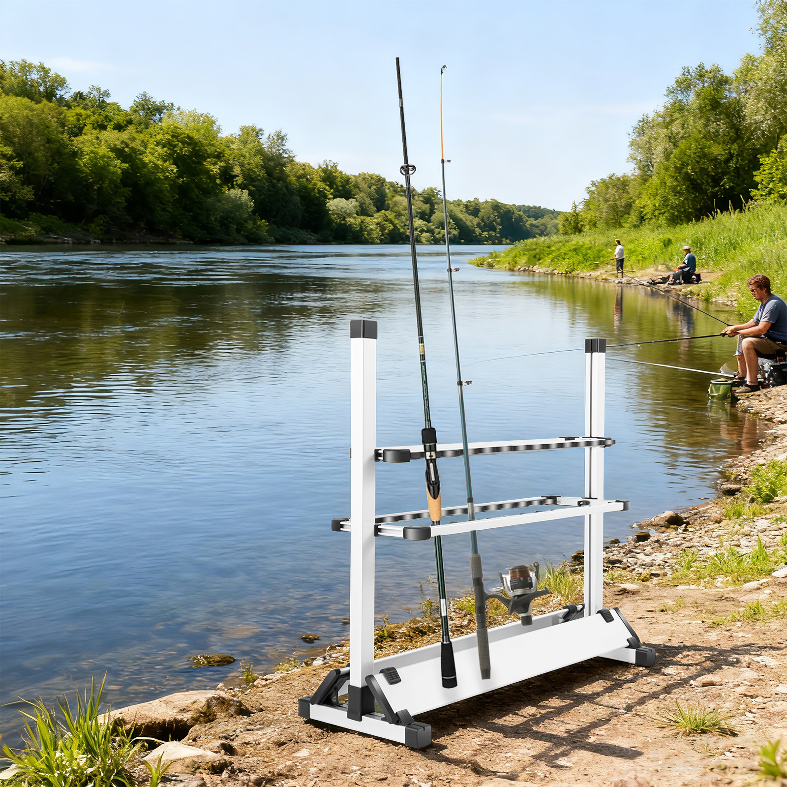 Image of Portable Storage Organizer For Fishing Rods Made Of Aluminum, Designed For Heavy-duty Tackle Storage In Garages Or Homes, Ideal For Fishing Lovers