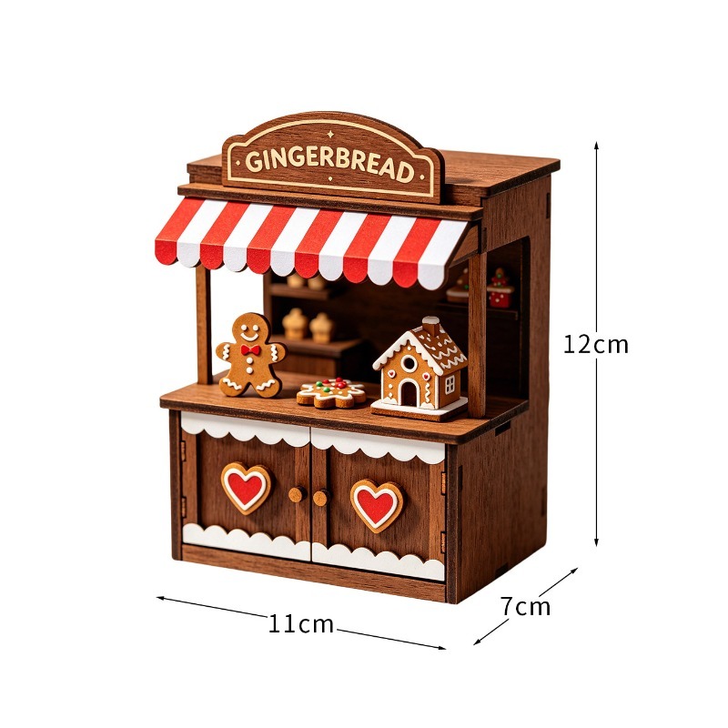 TEMU Puzzle de construction 3D en bois, 3 styles, adapté pour / - Modèle de boutique de Noël multi-pièces et figurines , ornement de décoration d'